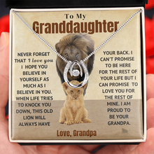 Load image into Gallery viewer, GRANDPA TO GRANDDAUGHTER - PROUD LION - LOVE NECKLACE
