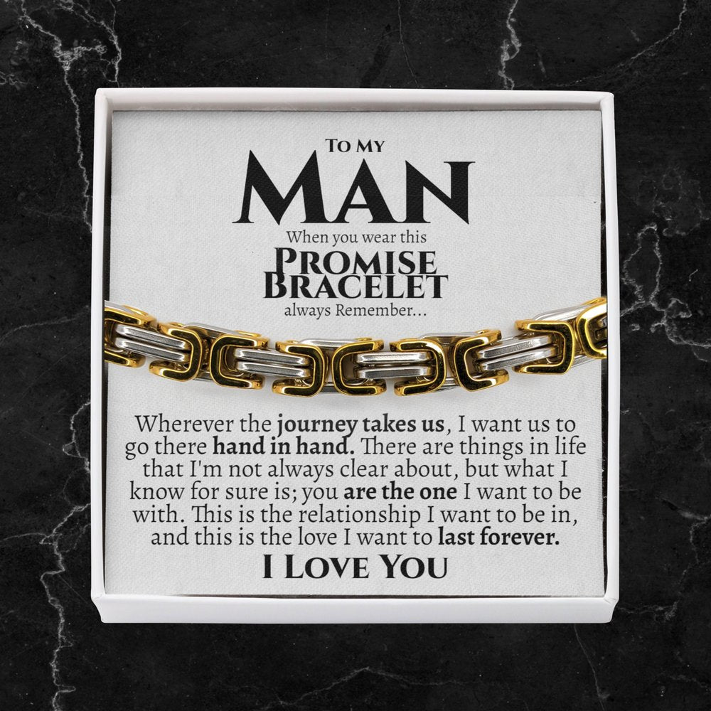 To My Man Stainless Steel Bracelet with Gift Card Gift Box-Jewelry Gift for Him